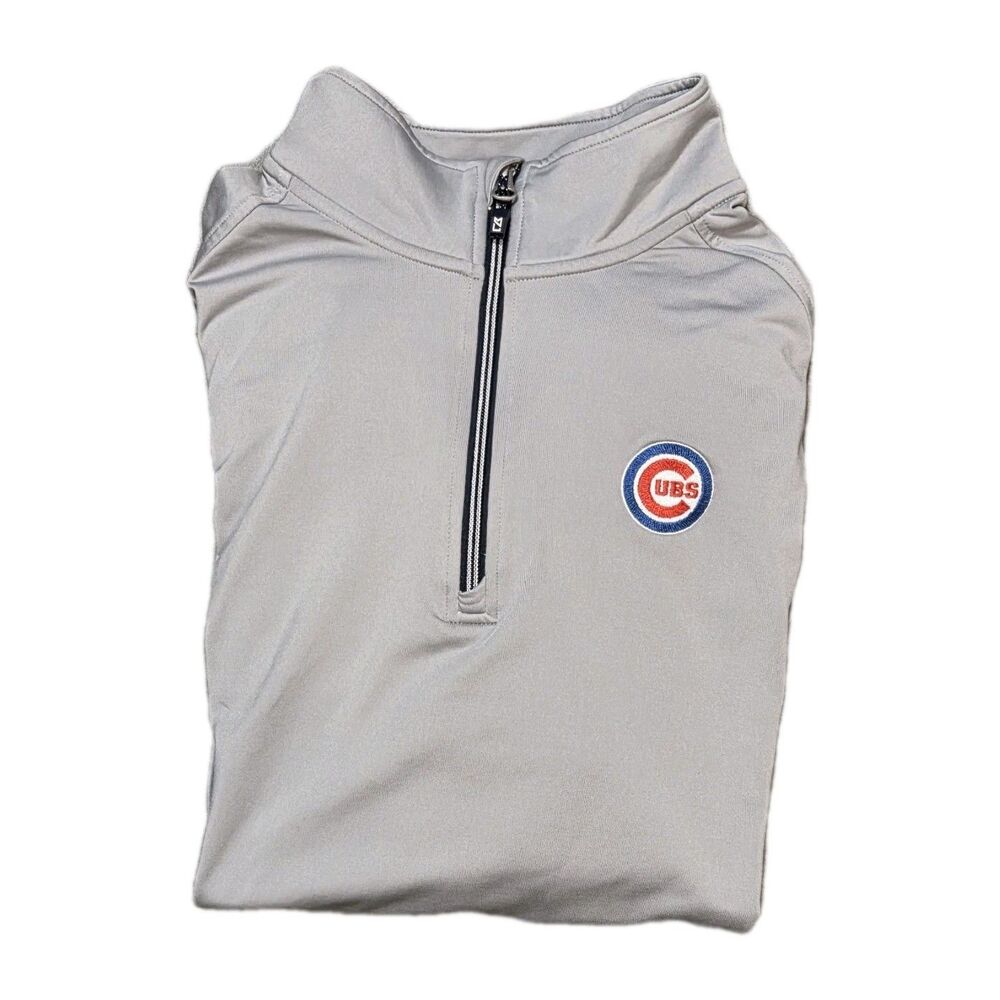 Cutter & Buck MLB Chicago Cubs Logo 1/4 Zip Pullover Mens Sz L Embroidered Logo